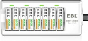 EBL Smart Charger w/ 8 Double AA Batteries